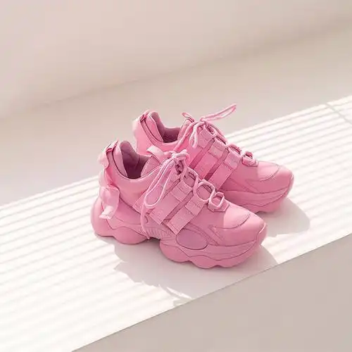 粉色女鞋可爱运动老爹鞋夏透气网面厚底增高网红炸街鞋子女潮ins