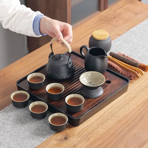 日便式陶瓷茶黑陶套组具套装用客厅喝茶茶壶会家客送礼现代简泡约