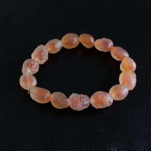 天然阿拉善玛瑙手链 水玉冰魄冰糖心籽玛瑙原石手串原皮原色实物