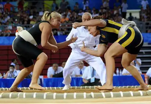 武搏会-相扑 (0)   8月28日,在2010年北京首届世界武搏运动会相扑女子