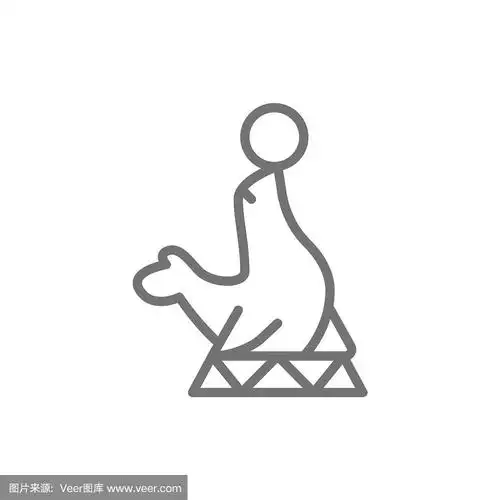 毛皮海豹马戏团动物表演线图标