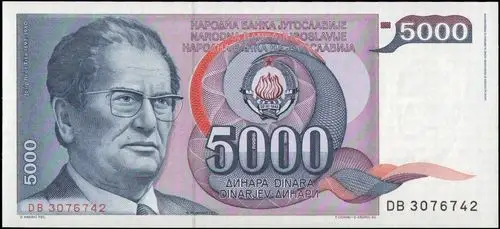 有关以下物品的详细资料: yugoslavia #93 5000 dina