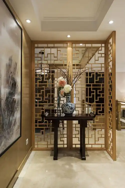 中式四居大户型跃层复式80后小资玄关