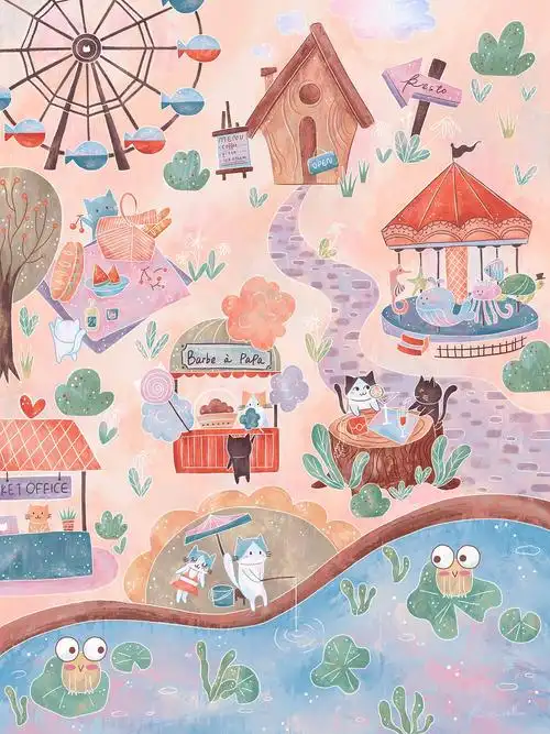 猫咪游乐园98|插画|儿童插画|画画的夹心儿 - 原创作品 - 站酷