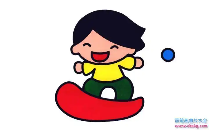 玩耍的孩子简笔画色彩