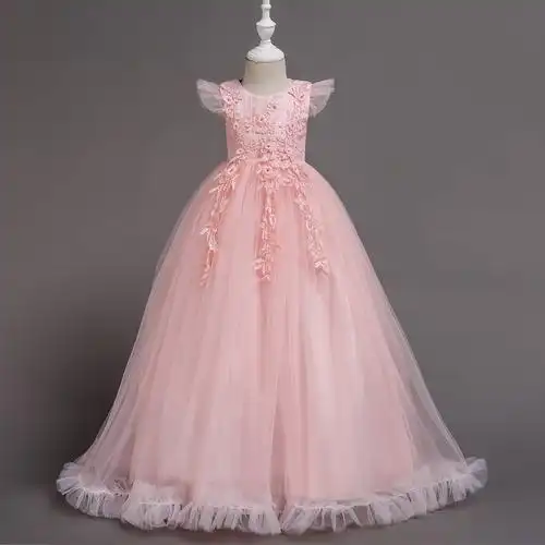 花童礼服公主裙女童长裙小女孩春秋装连衣裙中大童洋气生日蓬蓬裙