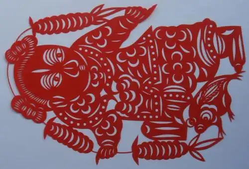 《刘海戏金蟾》剪纸