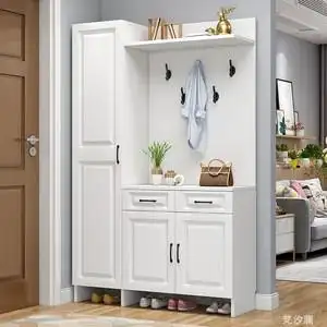 简约进门鞋柜门厅柜衣帽柜靠墙储物柜带穿衣镜大容量鞋架客厅衣柜