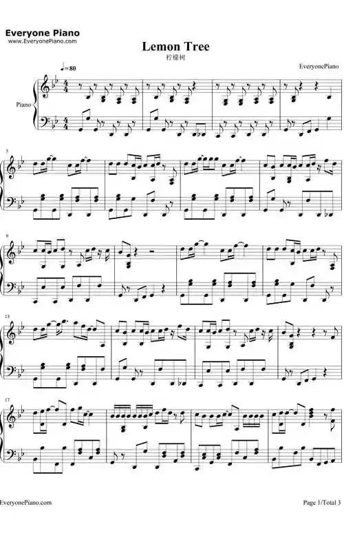柠檬树钢琴谱_苏慧伦_lemontree
