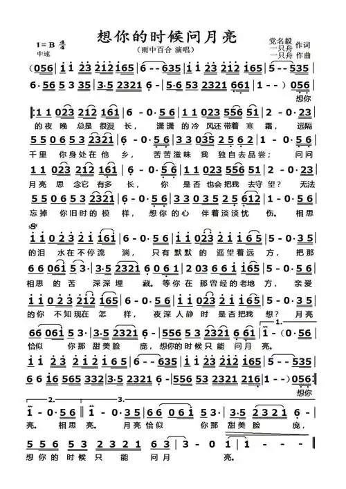 想你的时候只能问月亮
