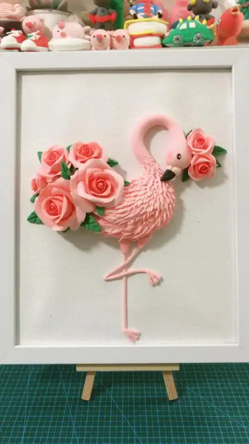 粘土浮雕画教程-火烈鸟(二)完工啦!快来围观哦!