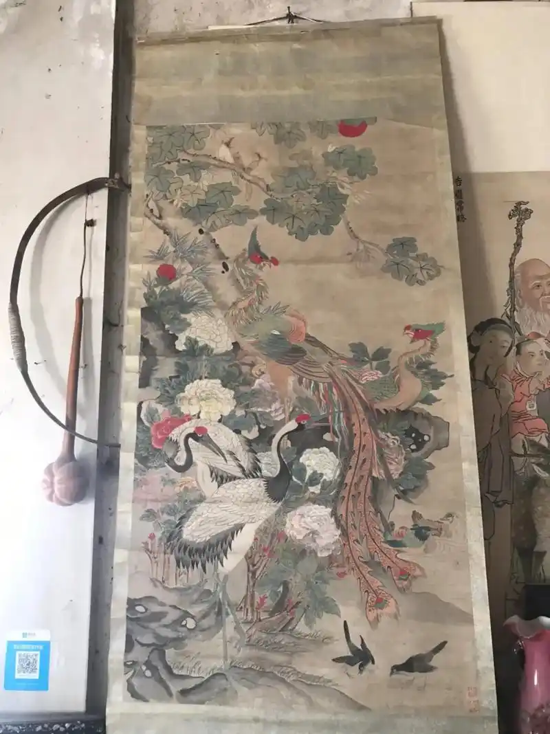 民国全绫原裱五尺整张无款花鸟大中堂《五伦图》.画心高150厘 - 抖音