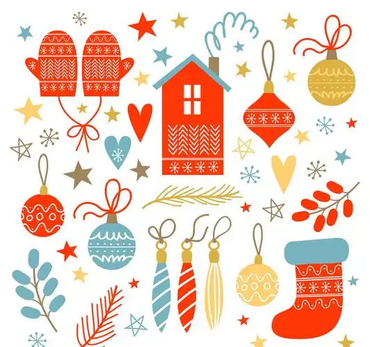 13款彩绘圣诞节元素矢量素材