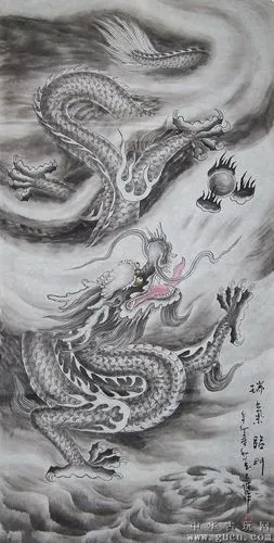 藏品编号2677031八平尺水墨中堂国画作品龙瑞气临门