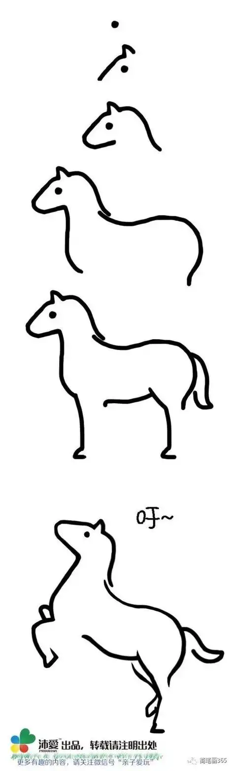 笔画马的简笔画作品画马的简笔画可爱的小马儿童画教程简笔画马的简单