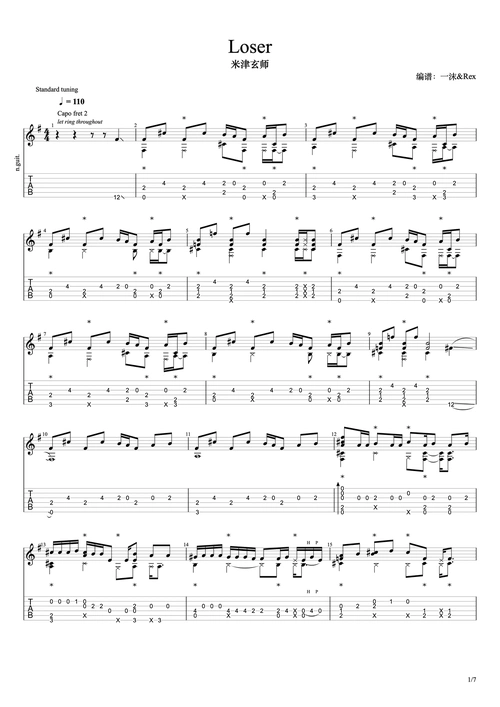 loser吉他谱-指弹谱-虫虫吉他