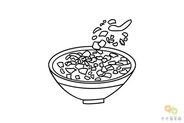 美味的羊肉小揪面简笔画