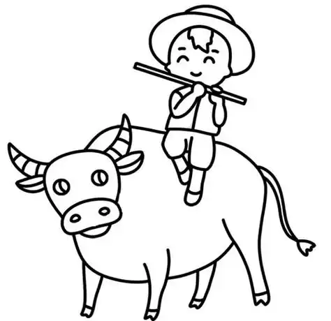 清明节骑牛牧童简笔画牧童简笔画图片步骤