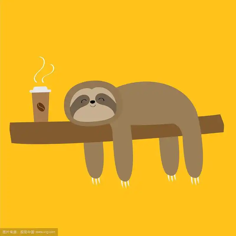 树懒在树枝上睡觉可爱的懒卡通