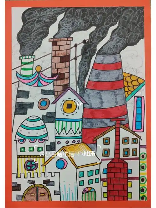 城市污染67岁儿童画