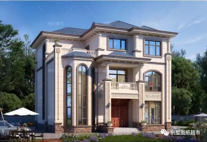 6套三层农村别墅外观精美大气带车库挑空客厅