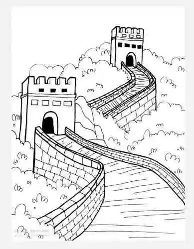 城墙砖,树叶等画面细节使画面更加生动丰富使用黄色,草绿色的水彩笔用