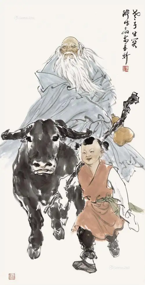 0010 老子出关 软片 设色纸本