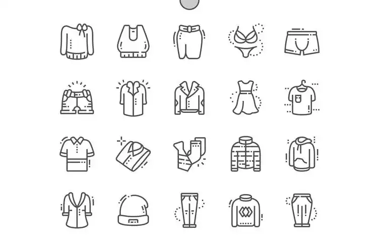 服饰图标素材 clothes line icons_ui社
