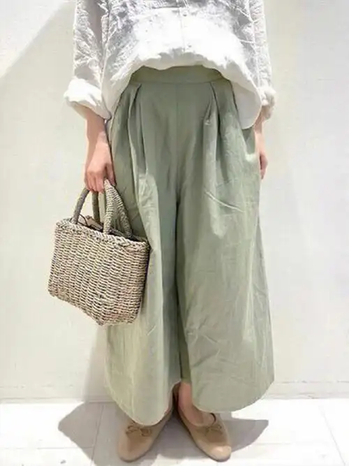 sm2 日单秋款新款棉麻阔腿裤  棉麻面料 腰上有松紧腰设计不挑身材
