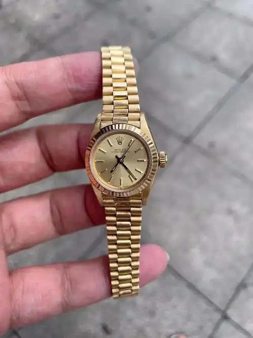 劳力士67198 26口径18k黄金表壳材质 总统表带 自动机械 最便宜的金劳