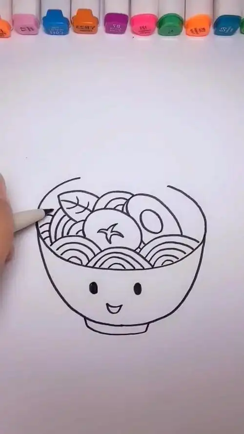 简笔画教学,一碗神奇的面条,画完你饿了吗?