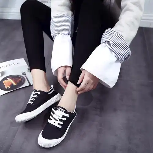 2017春季新款小白鞋女帆布鞋学生韩版低帮百搭休闲系带单鞋女潮流