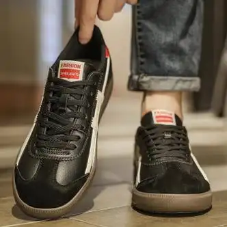 新款男鞋春季休闲透气阿甘鞋男复古软底德训鞋子男款黑色41运动鞋码