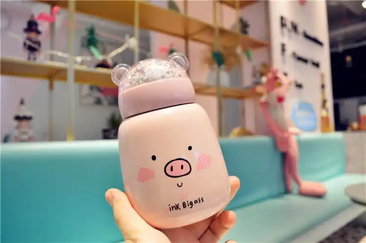 保温杯小巧便携带韩版超萌水杯小猪少女心ins学生可爱儿童迷你杯子