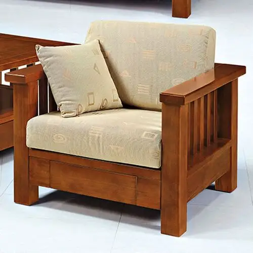 【绿活居】法兰基德 柚木色单人实木沙发椅