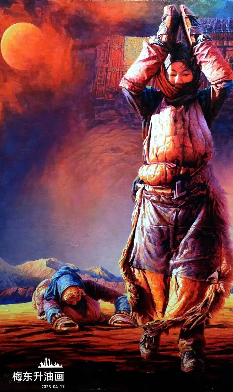 小幅油画:朝圣者.#西藏油画 #原创油画 #朝圣者 #藏文化 - 抖音