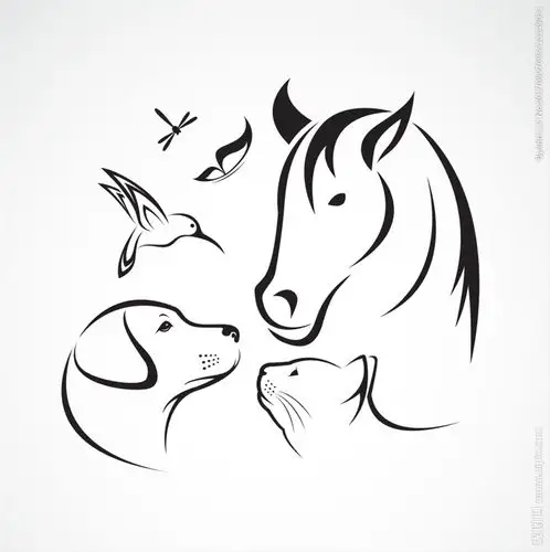 可爱手绘线条动物集合矢量素材图片