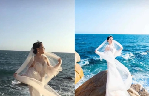 婚纱照p图前后对比照