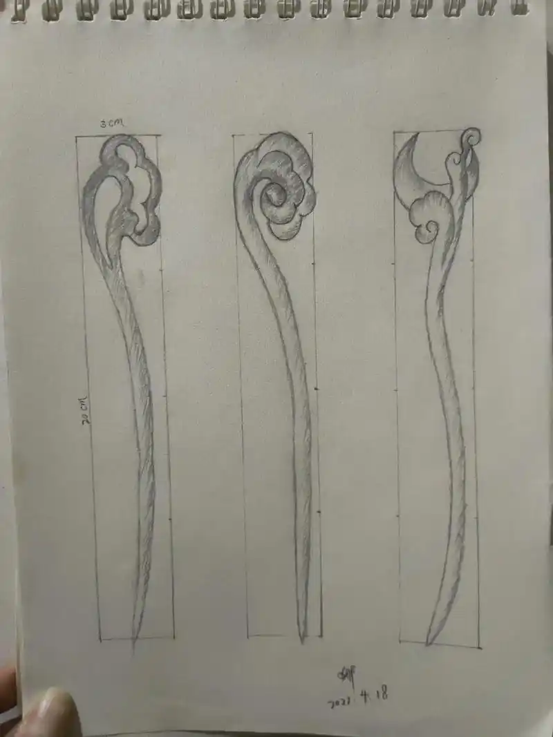 私信我要云朵桃木簪的小哥哥,来收图.尺寸已标,a4画纸可直接 - 抖音