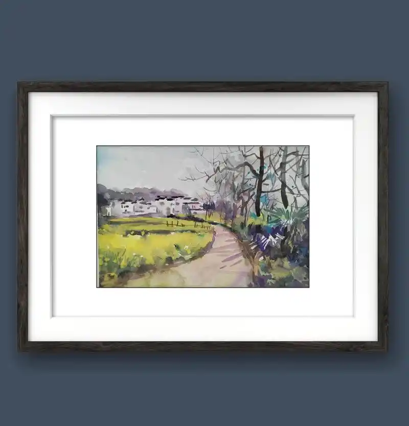 原创水彩画婺源小景