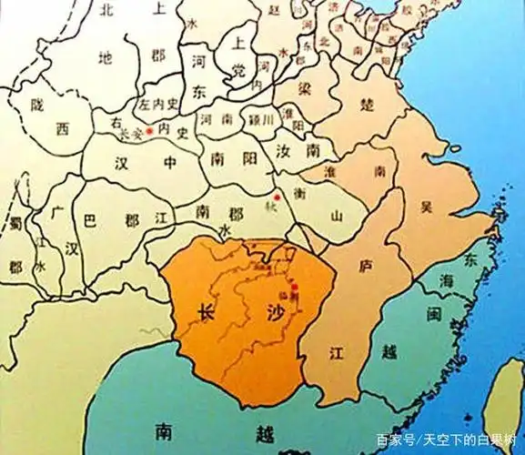 西汉诸侯国分封形势图,图片来源于网络