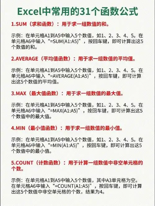 excel中常用的31个常用函数公式