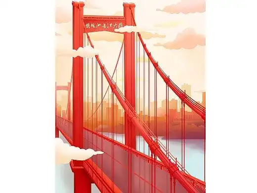 麦砚岛—插画打卡武汉大桥