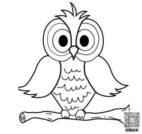 猫头鹰和树简笔画