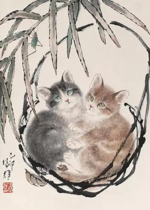 一大波国画小动物母猴怀里的小猴子太萌了