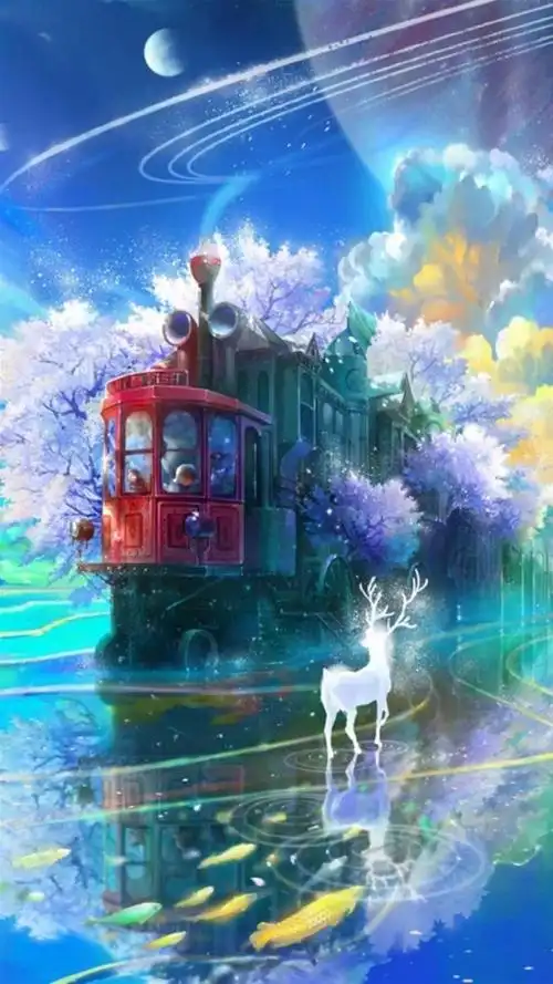 蓝色系二次元场景插画