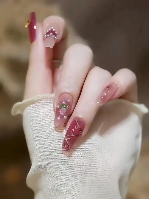 夏日清新温柔气质纯欲风郁金香显白美甲