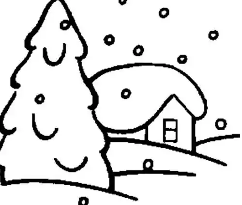 冬天雪花飘飘 风景简笔画图片大全