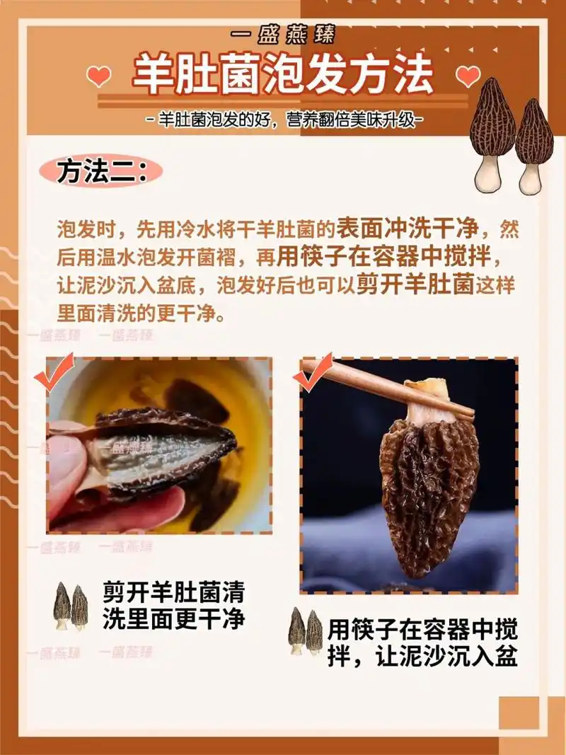 都是需要进行泡发才能食用的,羊肚菌也是一样喔,如果不进行清洗和泡发