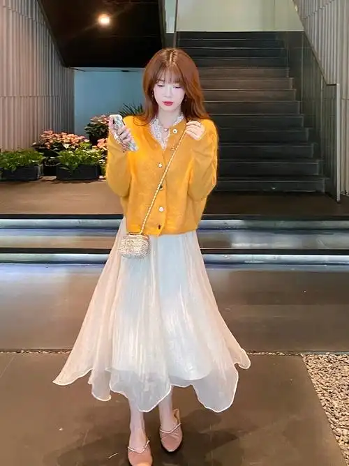 白色高腰秋冬网纱半身裙春秋款a字纱裙子半身长裙秋季款半裙长款